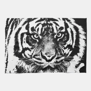 Linge De Cuisine OEuvre oculaire noir blanc Sumatra Bornéo Tiger