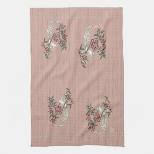 Linge De Cuisine Oiseau blanc - Pêche aux fleurs de cerisiers