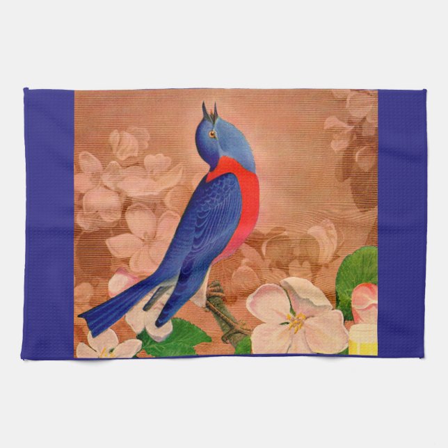 Linge De Cuisine oiseau bleu du bonheur (Horizontal)