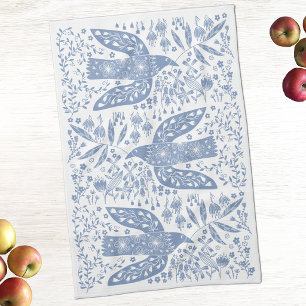 Linge De Cuisine Oiseau Colombe Bleu