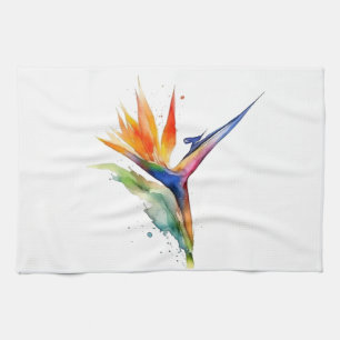 Linge De Cuisine Oiseau de paradis fleur exotique clair aquarelle