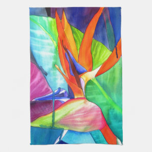 Linge De Cuisine Oiseau du Paradis Strelitzia fleur art tropical