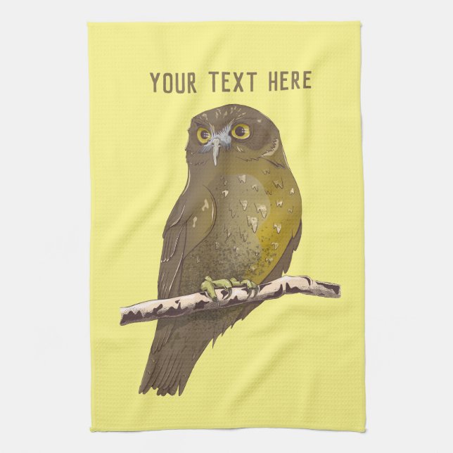 Linge De Cuisine Oiseau Morepork RURU NZ (Vertical)