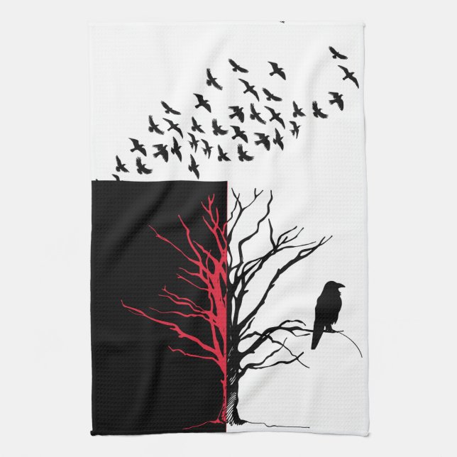 Linge De Cuisine Oiseau Noir Le Corbeau (Vertical)
