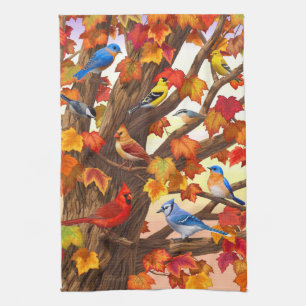 Linge De Cuisine Oiseaux dans l'érable d'automne
