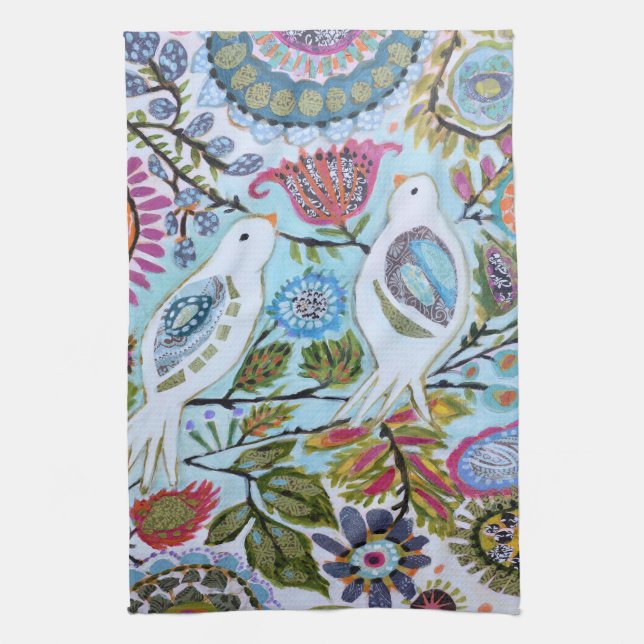 Linge De Cuisine Oiseaux en papier I (Vertical)