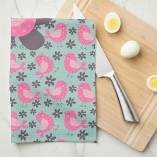 Linge De Cuisine Oiseaux et fleurs de point de polka