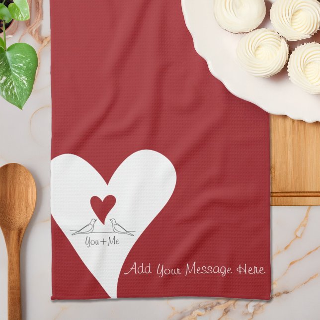 Linge De Cuisine Oiseaux modernes simples personnalisés en amour Co (Créateur téléchargé)