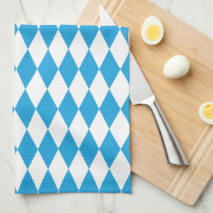 Linge De Cuisine Oktoberfest Bavarois Bleu et Blanc Grande diagonal