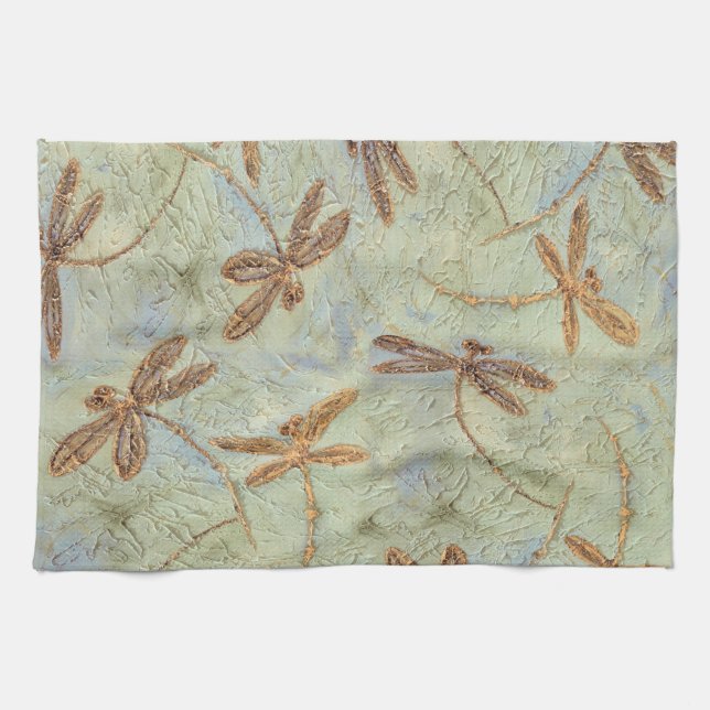 Linge De Cuisine Or de danse de libellule (Horizontal)