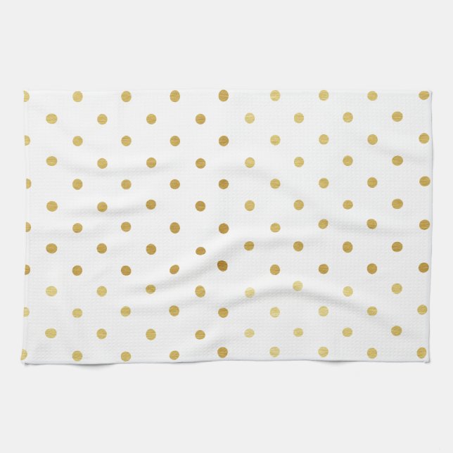 Linge De Cuisine Or de Faux et pois blanc (Horizontal)