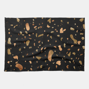 Linge De Cuisine Or en cuivre sur pierre noire du Terrazzo