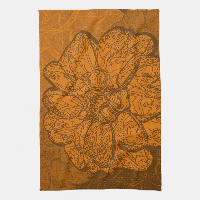 Linge De Cuisine Orange Abstrait Dahlia (Vertical)