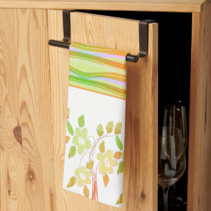 Linge De Cuisine Orange Avec Vert Et Blanc