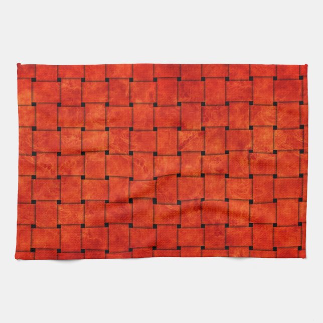 Linge De Cuisine Orange Brûlé Tissé Ensemble (Horizontal)