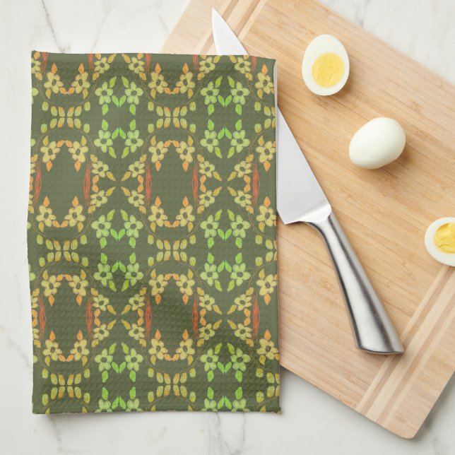 Linge De Cuisine Orange et vert (Quart Plié)