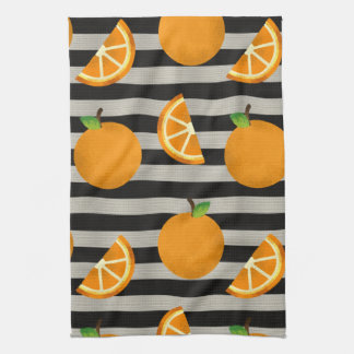 Linge De Cuisine Orange Moderne, en noir et blanc