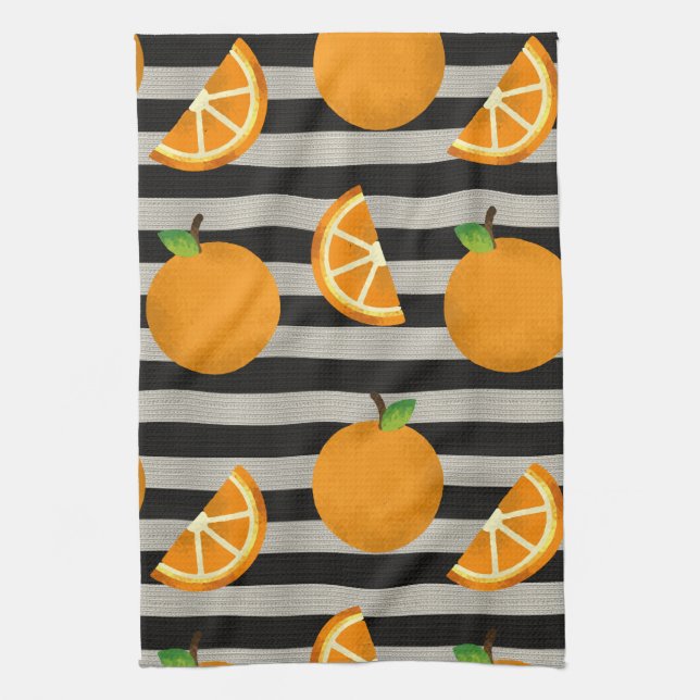 Linge De Cuisine Orange Moderne, en noir et blanc (Vertical)