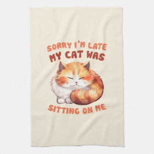 Linge De Cuisine Orange Tabby Chat - Désolé, je suis en retard