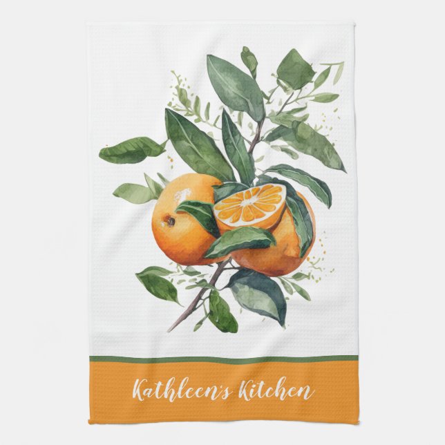 Linge De Cuisine Oranges personnalisées Fruit Green (Vertical)