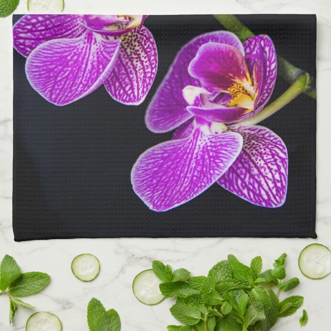 Linge De Cuisine Orchidée violette (Plié)