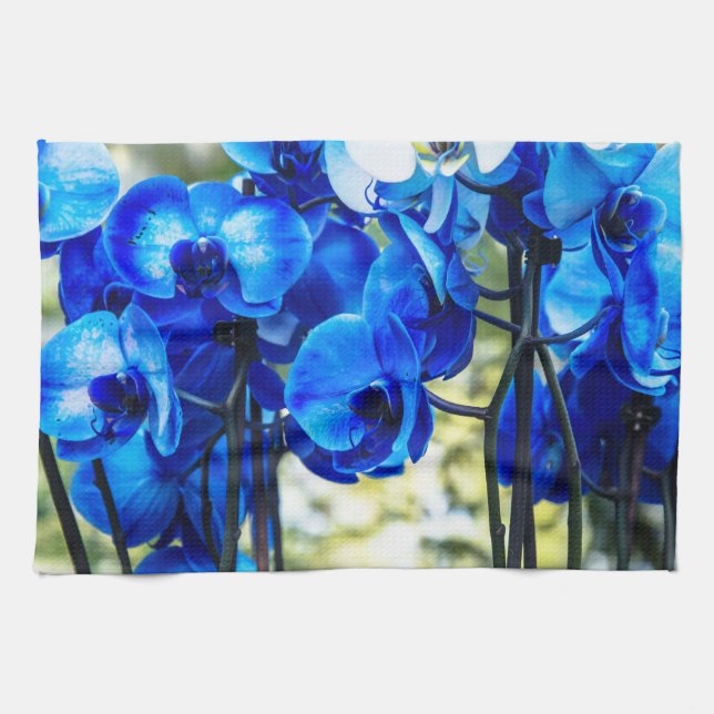 Linge De Cuisine Orchidées bleues (Horizontal)