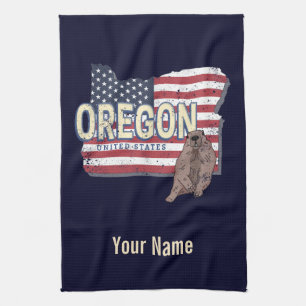 Linge De Cuisine Oregon State États-Unis Retro Map USA Souvenir