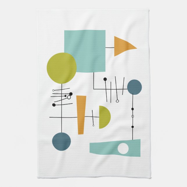 Linge De Cuisine Organigramme géométrique Funky Rétro du milieu du  (Vertical)