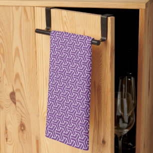 Linge De Cuisine Oriental violet blanc Ayame Japon Motif Bishamon