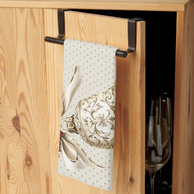 Linge De Cuisine Ornement d'or Noël Fête de Noël Élégant (Pliage en tiers)