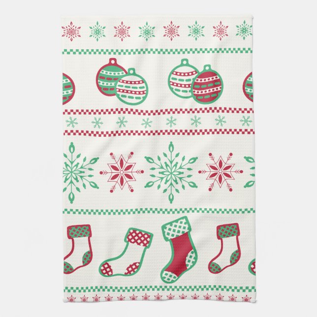 Linge De Cuisine Ornements, Bas et Snowflakes (Vertical)