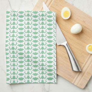 Linge De Cuisine Os de chien blanc motif à chevrons vert sauge
