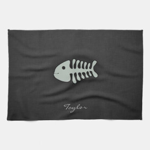 Linge De Cuisine Os de poisson gris cendré