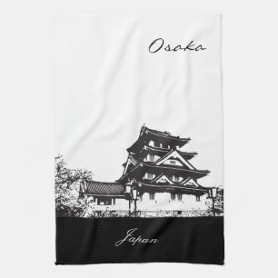 Linge De Cuisine Osaka noir et blanc, Japon