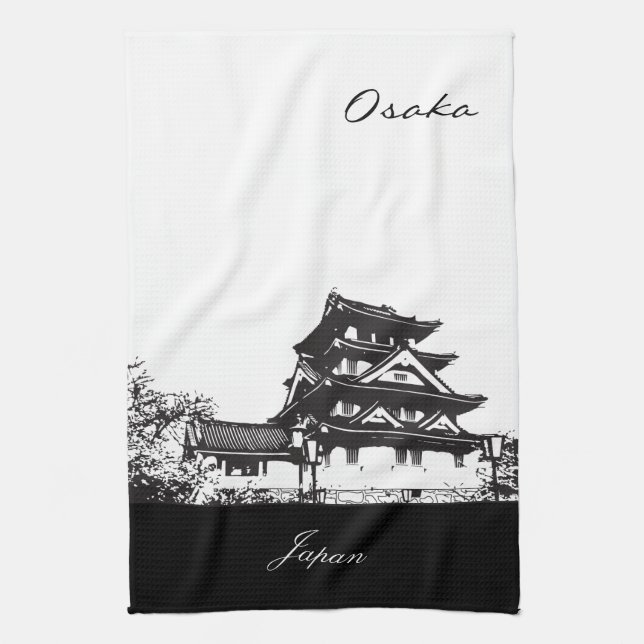 Linge De Cuisine Osaka noir et blanc, Japon (Vertical)