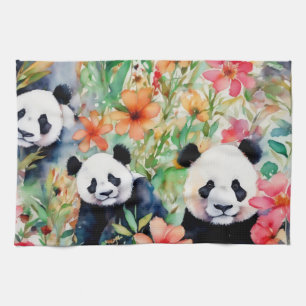 Linge De Cuisine Ours de panda aquarelle