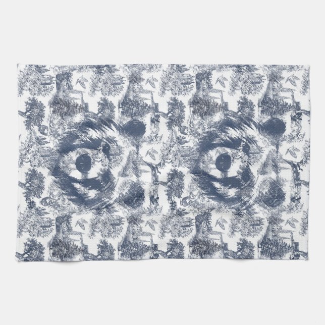 Linge De Cuisine Ours de Toile Bleue - Faune à la maison (Horizontal)