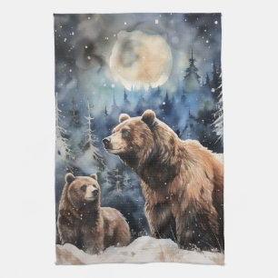 Linge De Cuisine Ours Grizzly et bébé