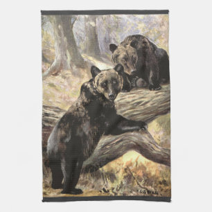 Linge De Cuisine Ours Grizzly par CE Swan, Animaux de la Forêt Vint