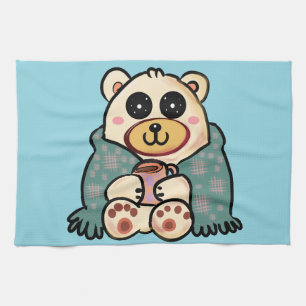 Linge De Cuisine Ours polaire personnalisé avec café   Art mignon d