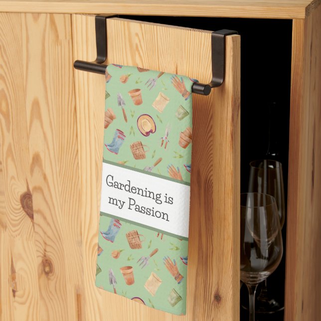 Linge De Cuisine Outils de jardin Motif avec texte personnalisé (Pliage en tiers)