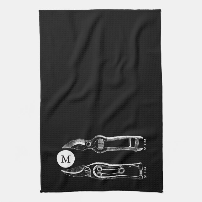 Linge De Cuisine Outils vintages de jardinage Pruners Monogramme B  (Vertical)