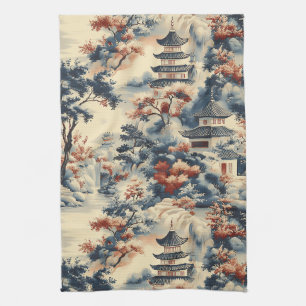 Linge De Cuisine Pagode sereine dans un paysage montagneux