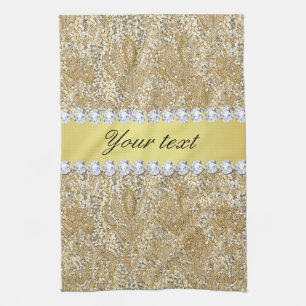Linge De Cuisine Paillettes et diamants d'or de Faux