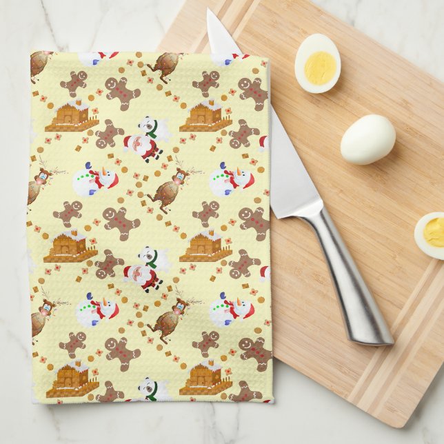 Linge De Cuisine Pain d'épices - Trail de biscuits Noël (Quart Plié)