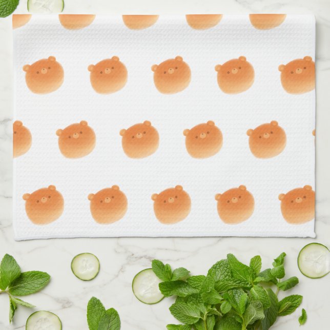 Linge De Cuisine Pain d'Ours Fluffé Pain Roll Boulangerie Cute Kawa (Plié)