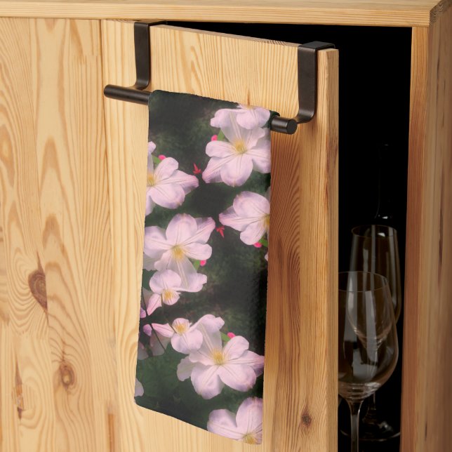 Linge De Cuisine Paire de Fleurs Clematis Blanches Motif Floral Abs (Pliage en tiers)