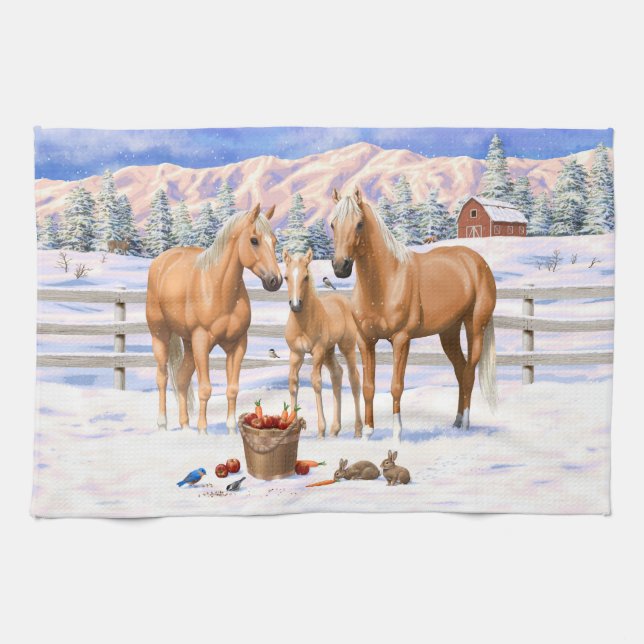 Linge De Cuisine Palomino Quarter Horses (Horizontal)