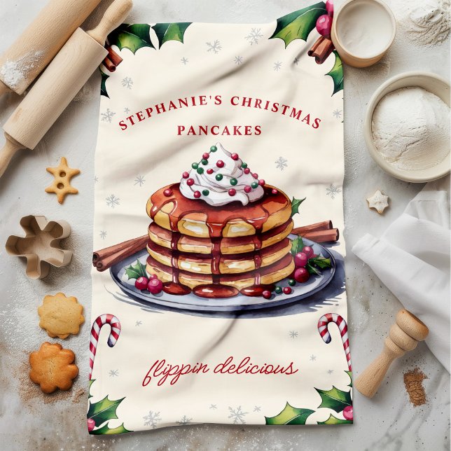 Linge De Cuisine Pancakes Noël Flippin' Delicious Personnalisé (Créateur téléchargé)