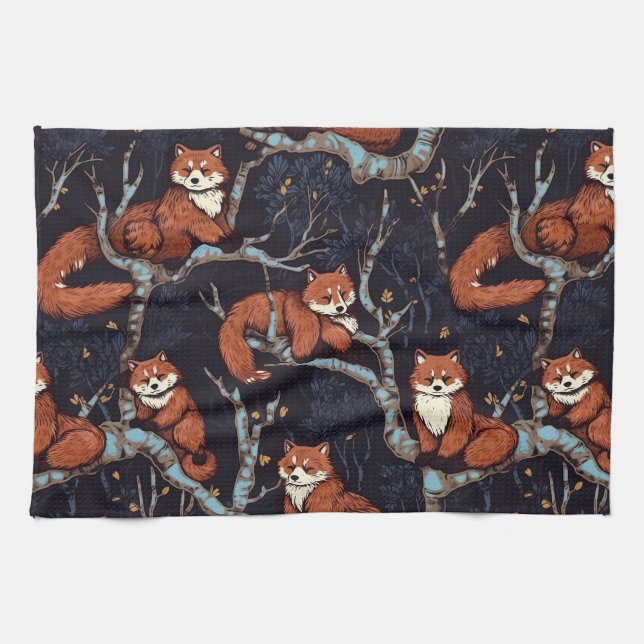 Linge De Cuisine Pandas rouges dans les arbres (Horizontal)
